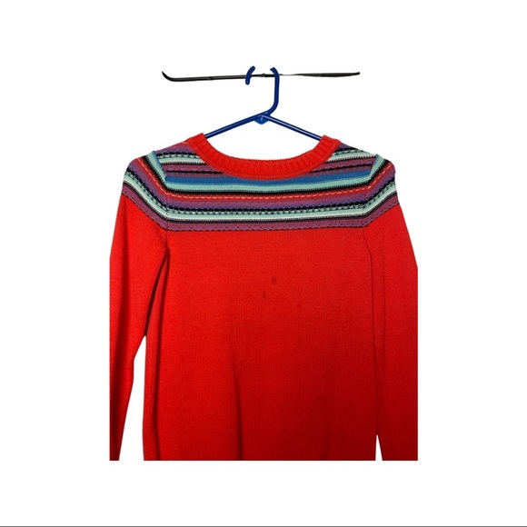 Mossimo XS Bright Orange sweater with colorful stripe pattern - Picture 4 of 5